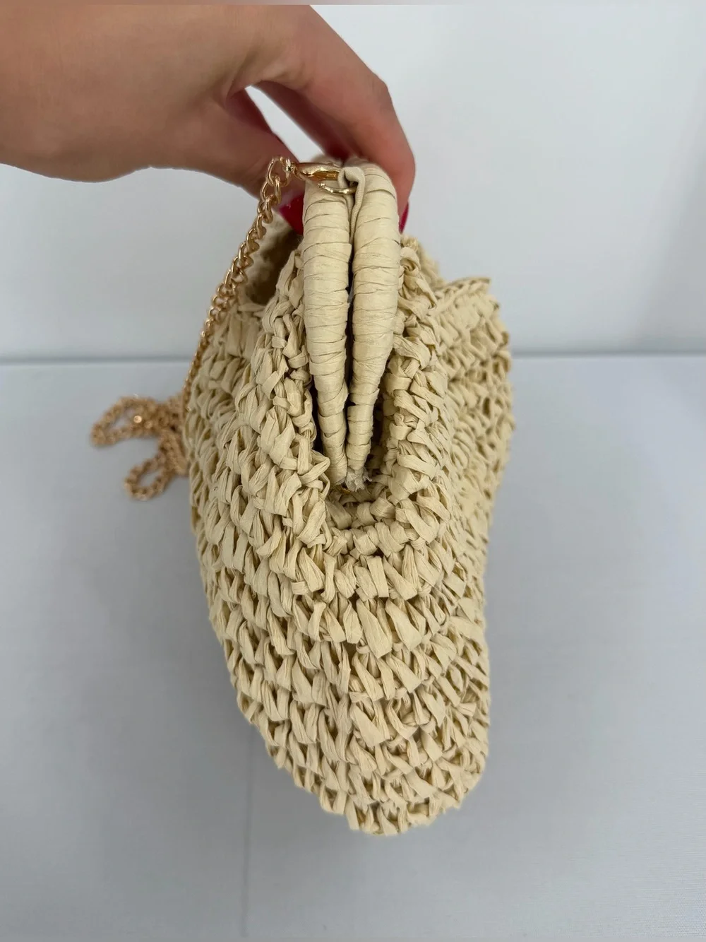 Woven Raffia Crochet Top Handle Crossbody Bag beach vacation resort coastal